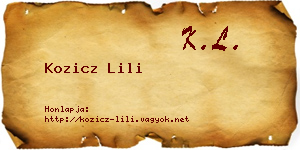 Kozicz Lili névjegykártya